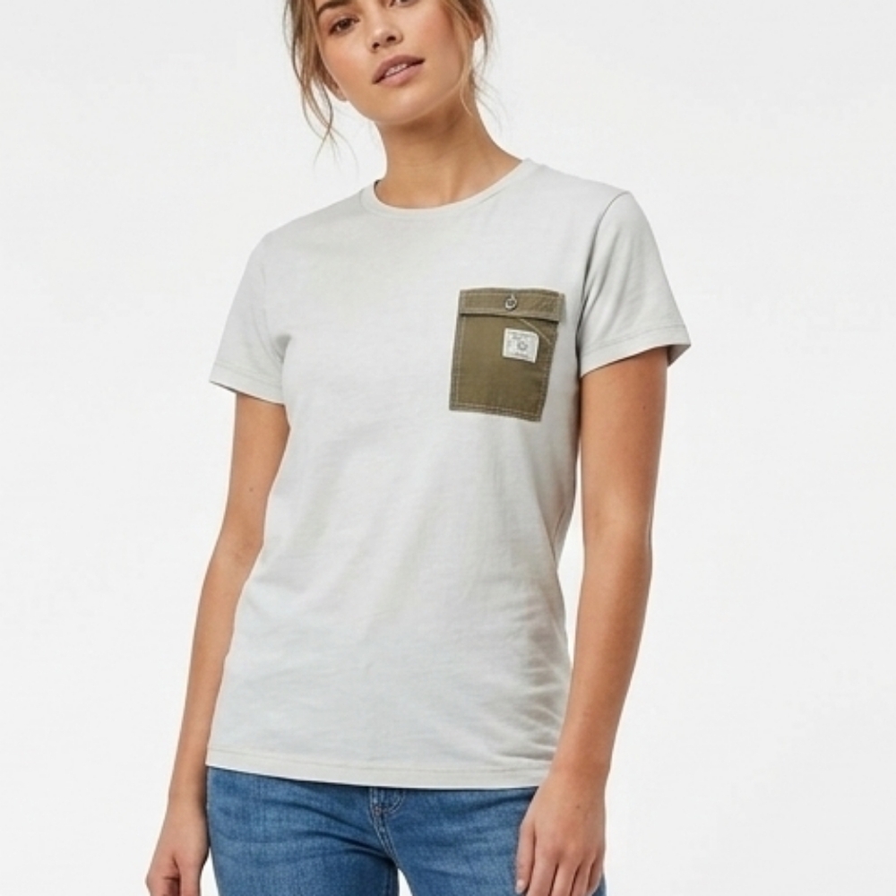 Diesel Y2K Vintage White Pocket T-Shirt Olive Canvas Patch Medium